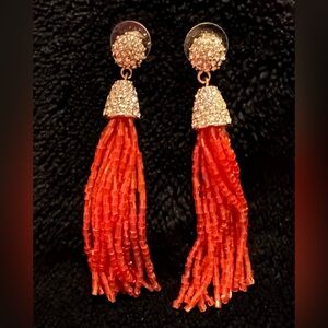 🖤 Shade of Pink/Coral Tassel Statement Boho Summer Lightweight Earrings – 3.5”